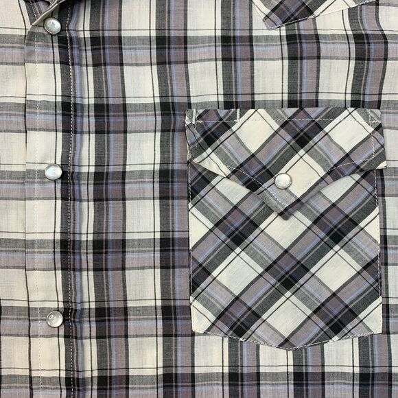 Plains Western Shirt Mens 2X Big Man Pearl Snap Button Plaid Short Sleeve Yoke - Picture 4 of 11